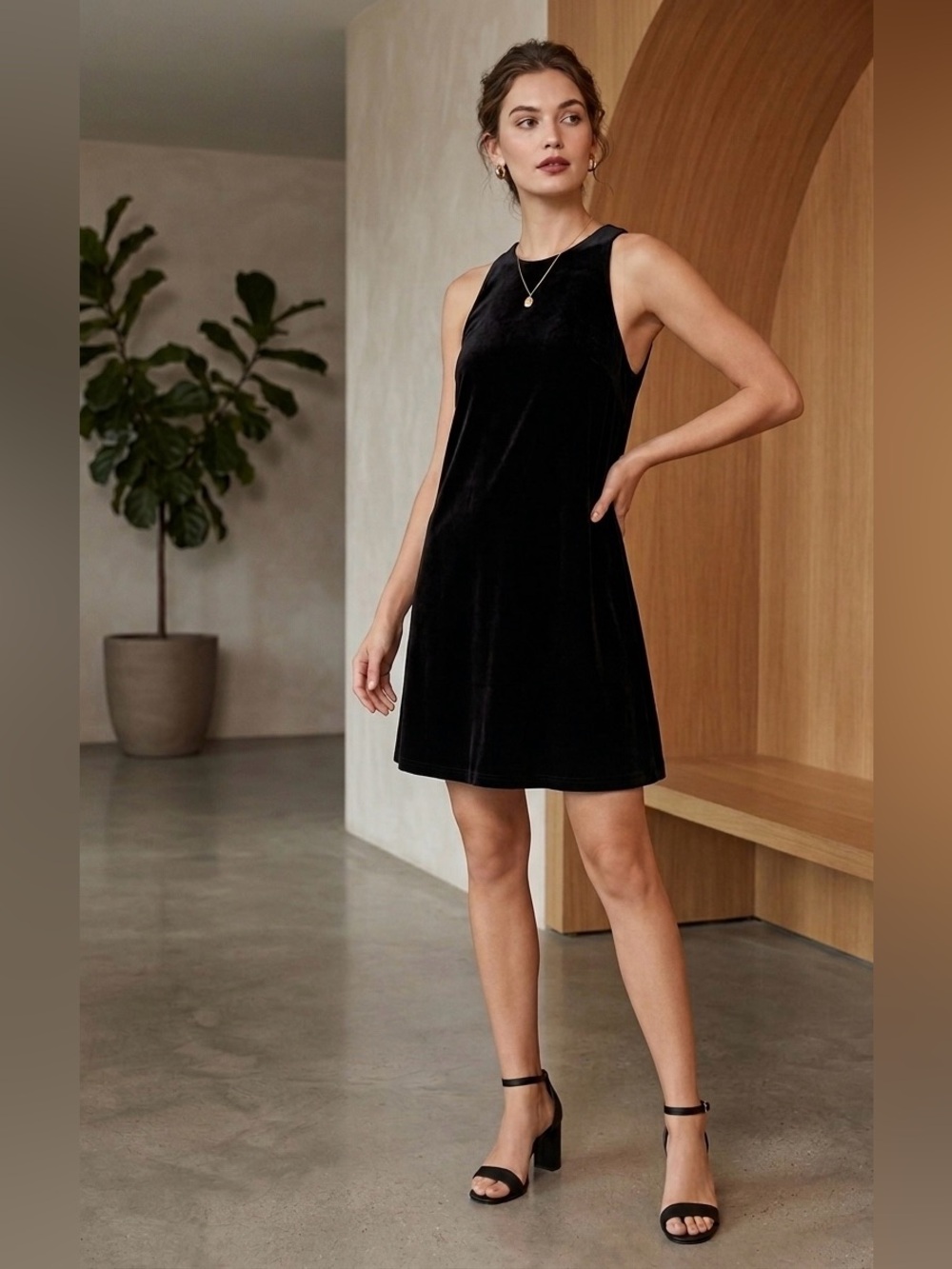 Wilfred Velvet Silk Blend Mini Dress – Black, Size Small